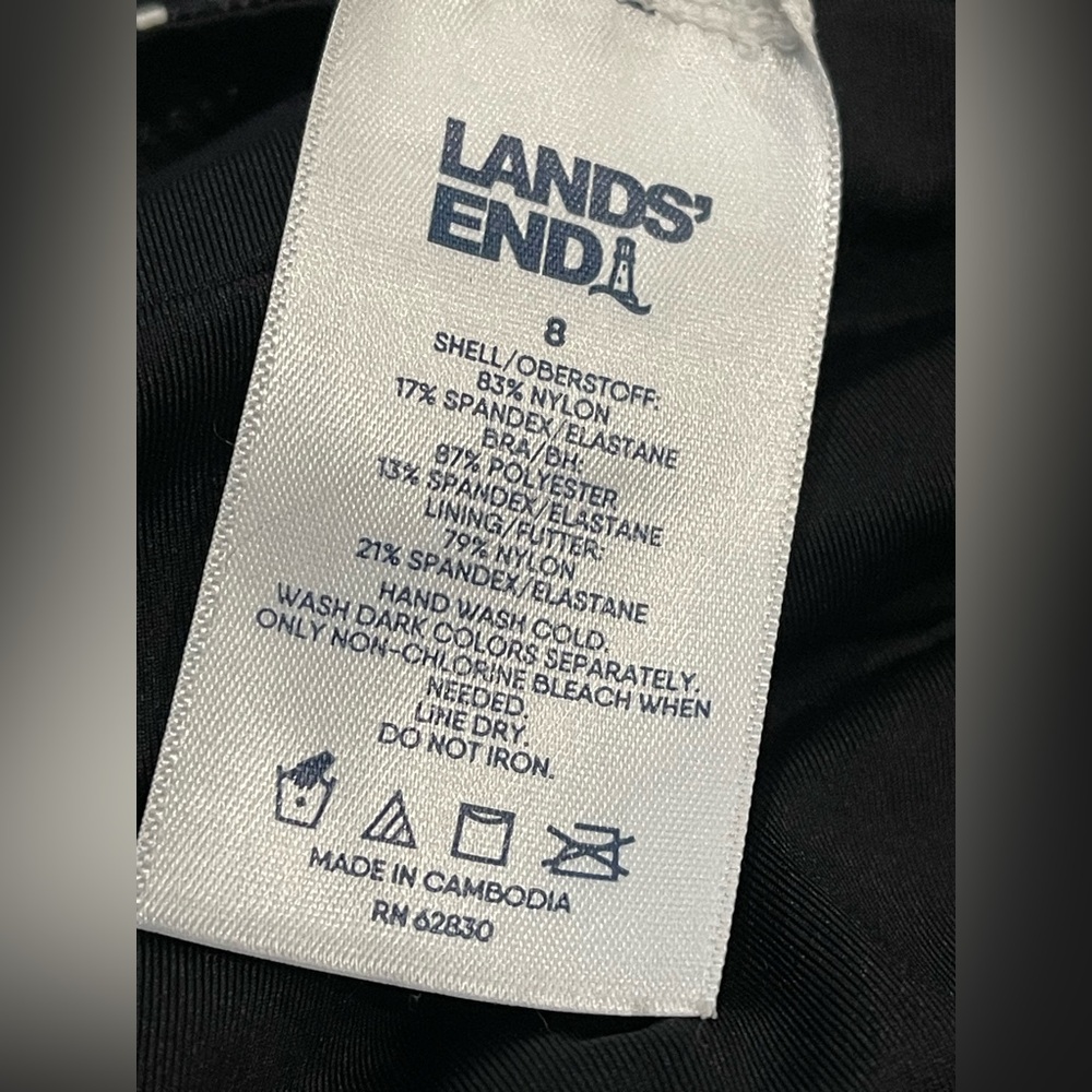 Lands End Adjust Swim Tankini Top  Black Diago0000000000000